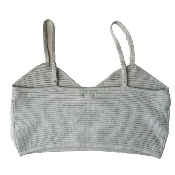 Aerie Women's XL Crop Tank Top Heather Blue White Ribbed Adjustable NEW - Picture 2 of 13